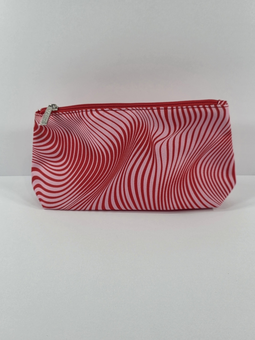 Clinique Red And Pink Swirl Cosmetic Pouch Makeup Bag